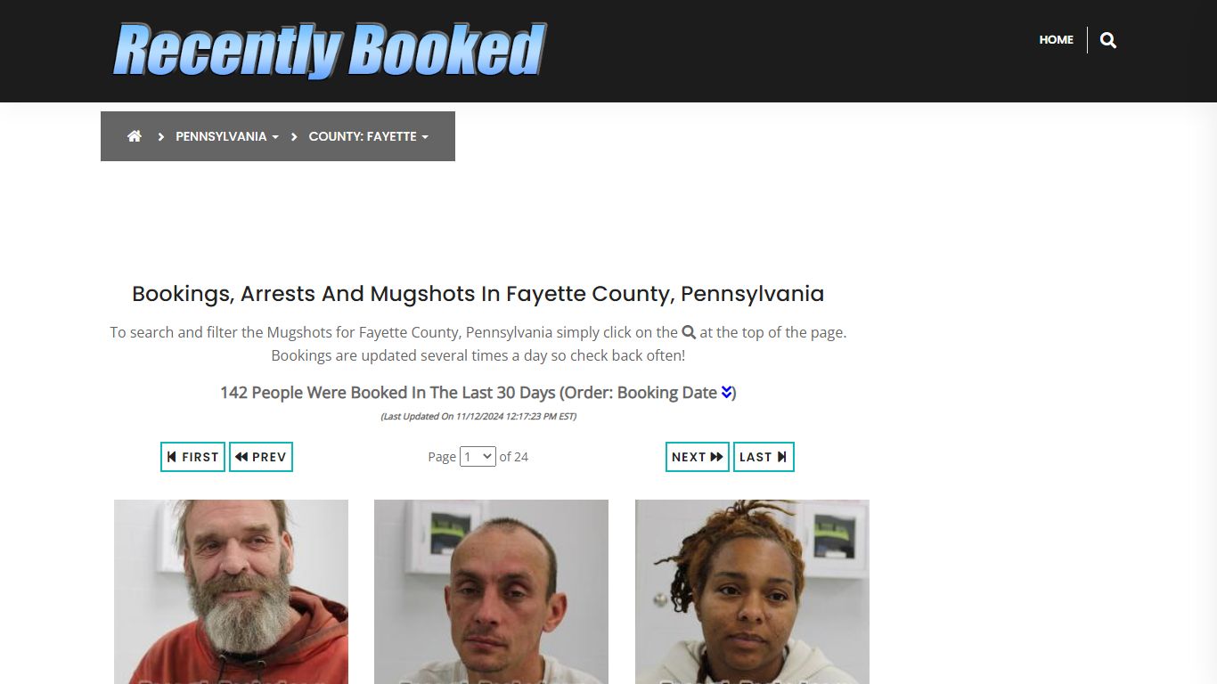 Bookings, Arrests and Mugshots in Fayette County, Pennsylvania