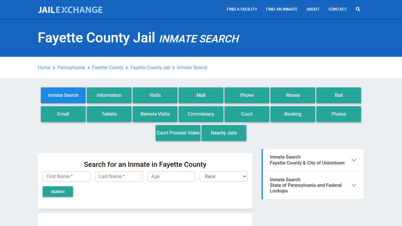 Fayette County Jail, PA Inmate Search: Roster & Mugshots